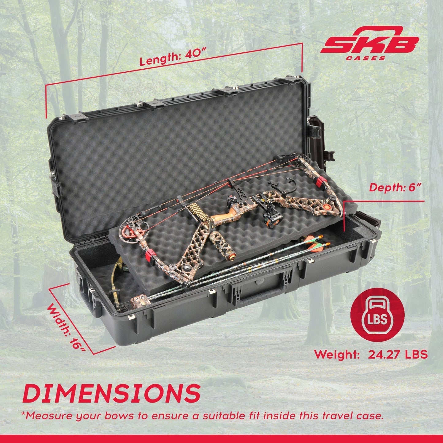 SKB Cases 3I-4217-db iSeries Double Rifle or Bow Case with Hard Plastic Exterior - 127725