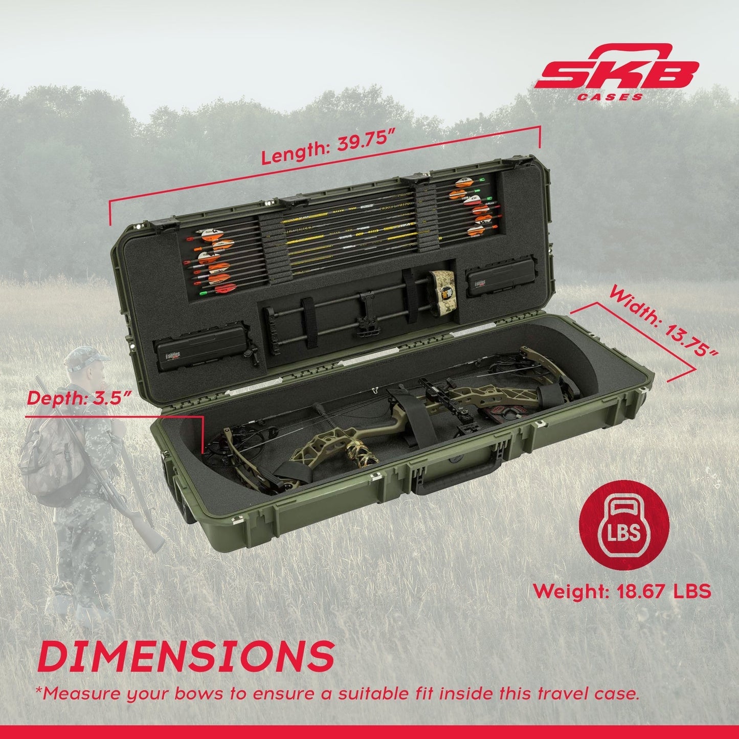 SKB Cases iSeries 4214 Hard Exterior Parallel Limb Bow Case, Green (Open Box) - 219740