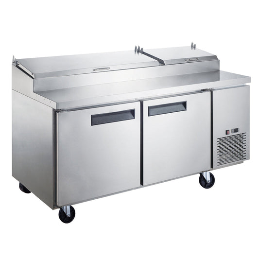 Chef AAA Commercial 70" Pizza Prep Table Refrigerator 9 Pans 2 Door Stainless Steel 17.5 cu.ft. - TPPT-70-HC