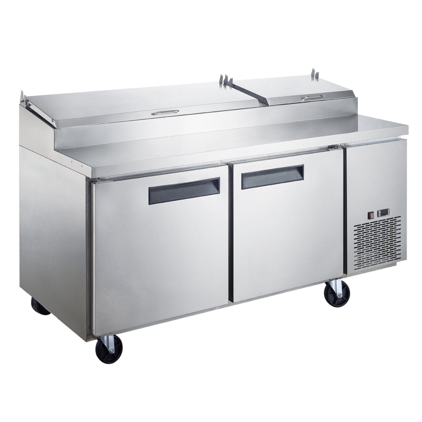 Chef AAA Commercial 70" Pizza Prep Table Refrigerator 9 Pans 2 Door Stainless Steel 17.5 cu.ft. - TPPT-70-HC