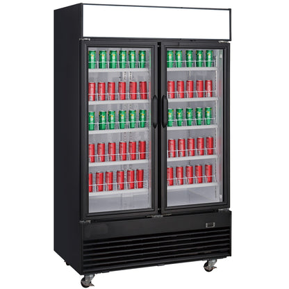 Chef AAA - TSM-48R Commercial Glass Swing 2-Door Merchandiser Refrigerator in Black - TSM-48R