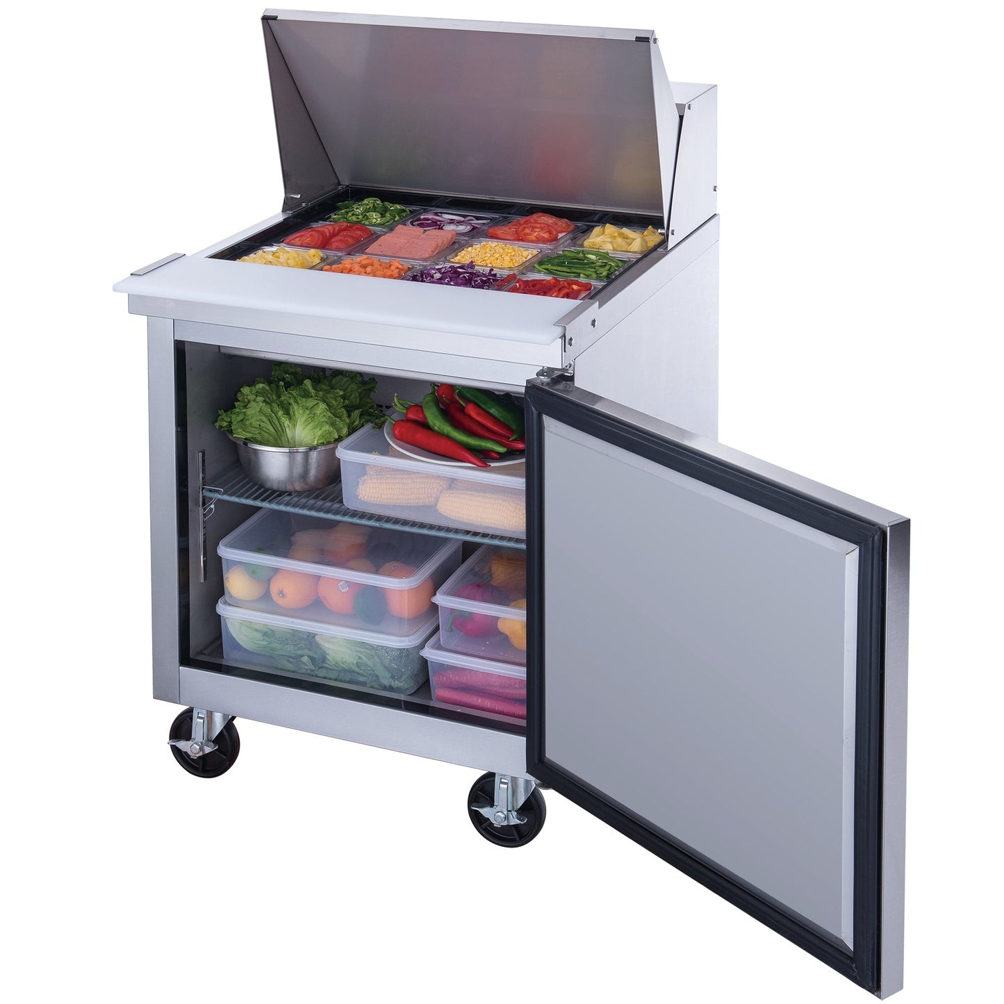 Chef AAA Commercial 29" 12 Pan Salad Sandwich Food Prep Table Refrigerator Mega Top 6.5cu.ft - TSP29M