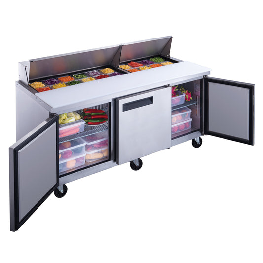 Chef AAA - TSP72 Commercial 72" 18 Pan Salad Sandwich Food Prep Table Refrigerator - TSP72