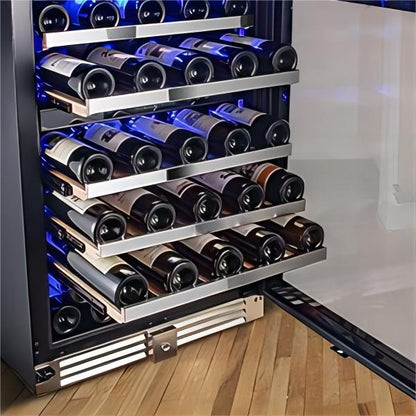 BODEGAcooler 24" 56 Bottles Dual Zone Compressor Wine Cooler with Wood Shelves - JC-165B