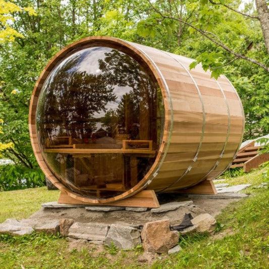 Dundalk LeisureCraft Clear Cedar Panoramic View 6 Person Barrel Sauna - 660PV