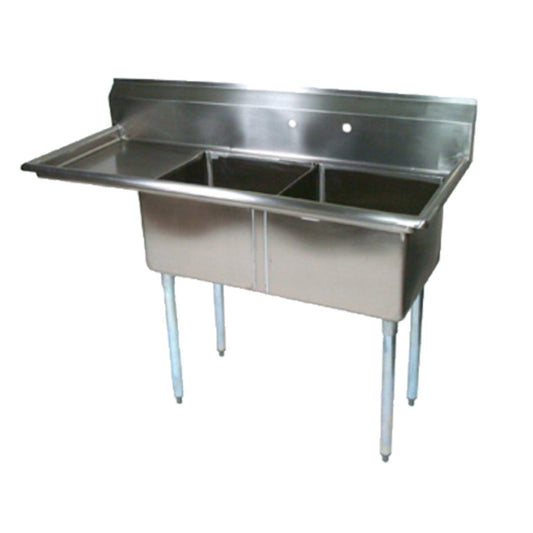 John Boos E2S8-1620-12L18 E-Series Sink with Two 16" x 20" x 12" Compartments - JBE2S8162012L18