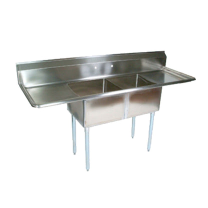 John Boos E2S8-18-12T18 Two-Compartment E-Series Sink with 18" L&R Drainboard - JBE2S81812T18