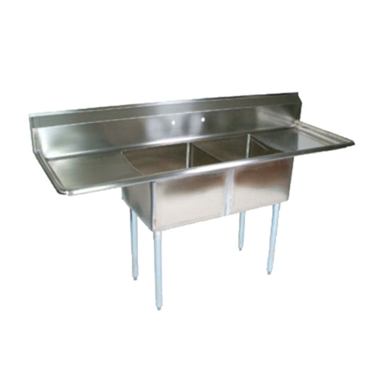 John Boos E2S8-18-12T18 Two-Compartment E-Series Sink with 18" L&R Drainboard - JBE2S81812T18