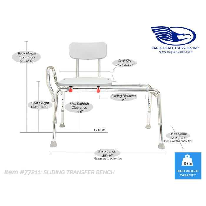 Eagle Health 77211 Sliding Transfer Bench (Regular)