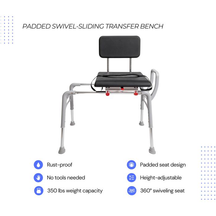 Eagle Health 78661 Padded Swivel Sliding Shower Transfer Bench