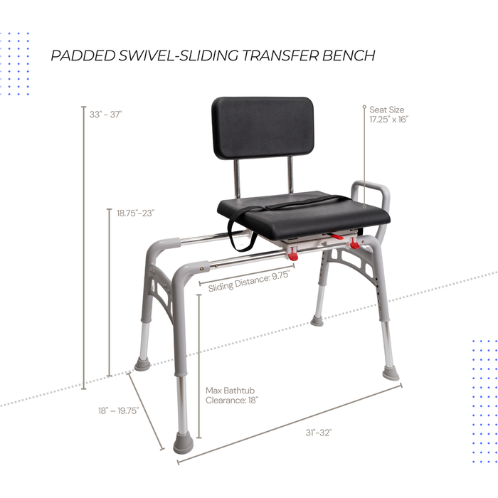 Eagle Health 78661 Padded Swivel Sliding Shower Transfer Bench