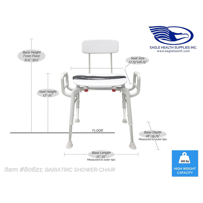 Eagle Health 80621 Bariatric Shower Chair with Back and Arms