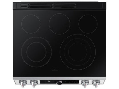 SAMSUNG Bespoke Smart Slide-in Electric Range 6.3 cu. ft. with Smart Dial & Air Fry in White Glass - NE63BB871112AA-KT