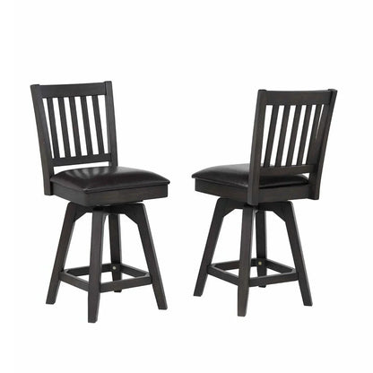 ECI Furniture Ashford 24 Slat Back Swivel Counter Stool With Vinyl Seat Set of 2 - EC-1859-23-CS