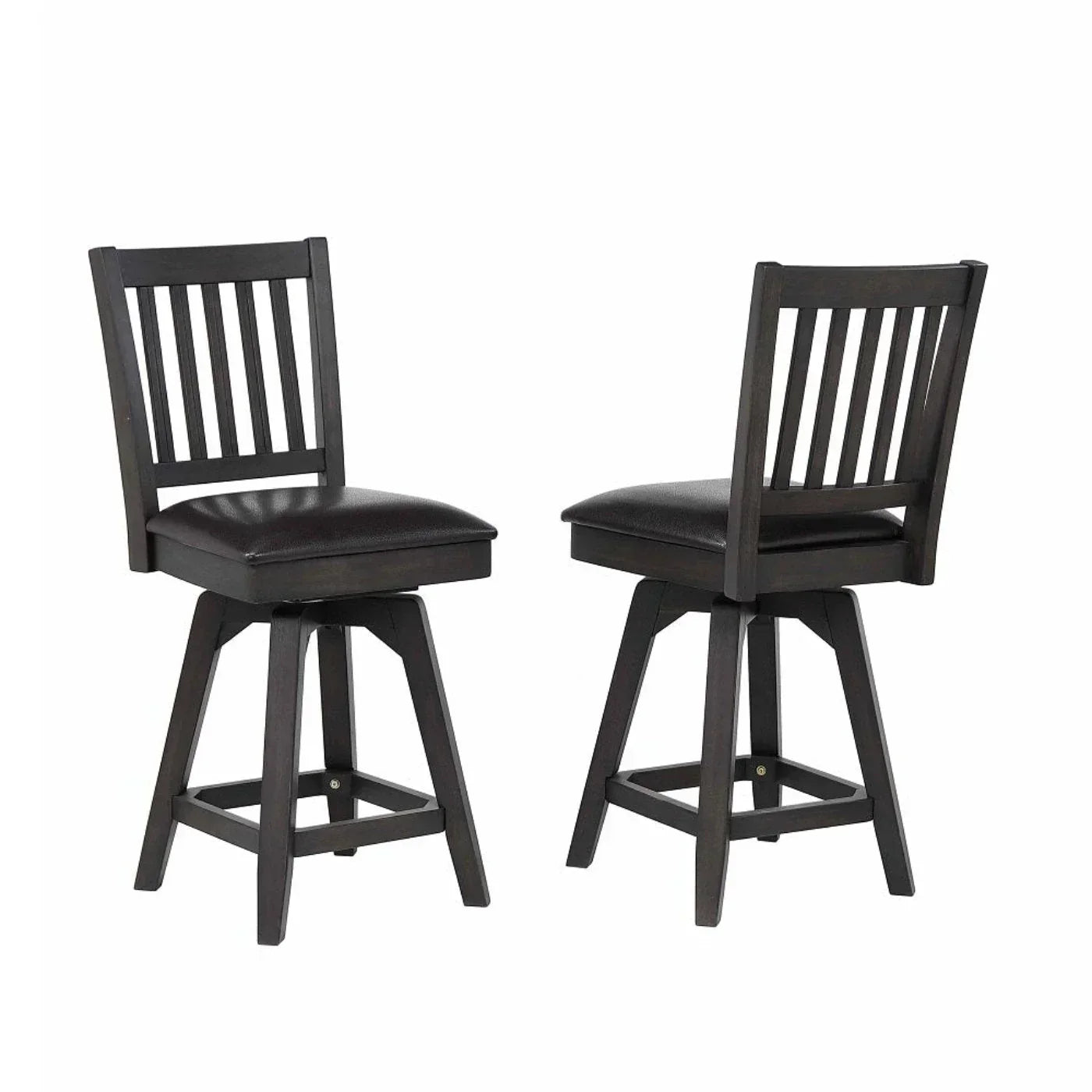 ECI Furniture Ashford 24" Slat Back Swivel Counter Stool With Vinyl Seat (Set of 2) - EC-1859-23-CS