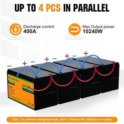 Eco-Worthy LiFePO4 24V 100Ah Lithium Iron Phosphate Battery