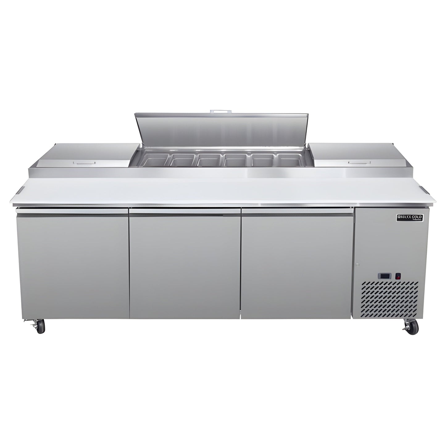 Maxx Cold V-Series 3 Door Refrigerated Pizza Prep Table, in Stainless Steel - MVPP92HC