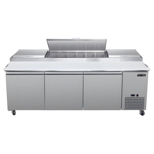 Maxx Cold V-Series 3 Door Refrigerated Pizza Prep Table, in Stainless Steel - MVPP92HC