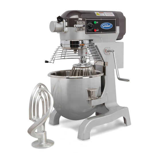 General - GEM120, General Foodservice Planetary Stand Mixer, 20 Quart, with Guard and Standard Accessories, 120V, 1.5 HP, in Stainless Steel - GEM120