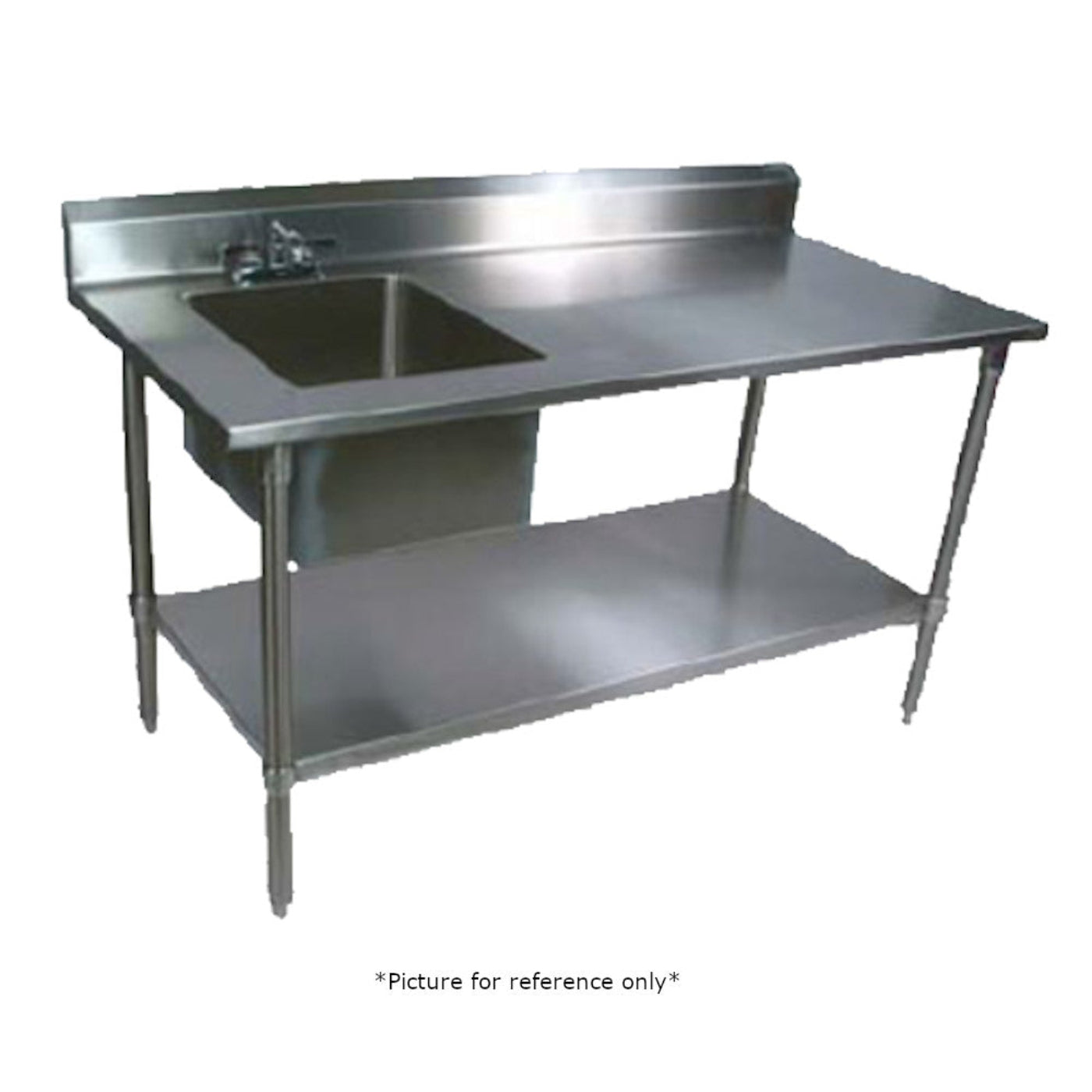 John Boos EPT6R5-3072GSK-R Work Table, Prep Sink & Galvan Adjustable Undershelf