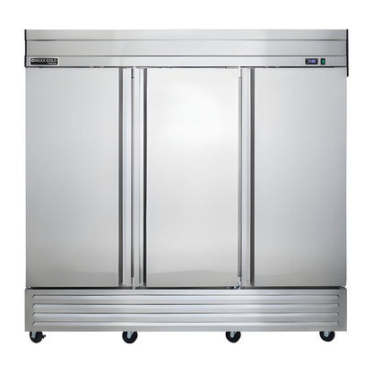 Maxx Cold V-Series 3 Door Reach-In Freezer, Bottom Mount, in Stainless Steel - MVF-72FDHC