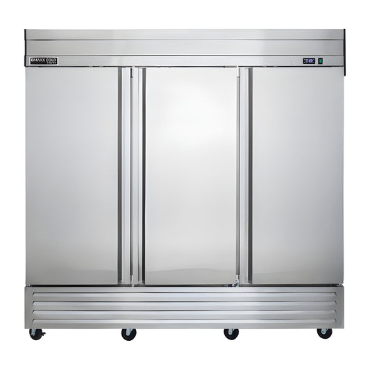 Maxx Cold V-Series 3 Door Reach-In Refrigerator, Bottom Mount, in Stainless Steel -  MVR-72FDHC