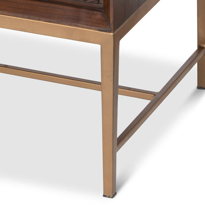 Park Hill Collection Addison Faux Bois Tall Cabinet - Elegant Walnut Beechwood Desi - EFC26060gn with Antique Brass Accents