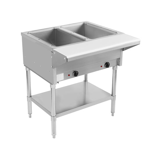 BevLes - BVST-2-120, BevLes 2 Well Electric Steam Table, 120V, in Silver