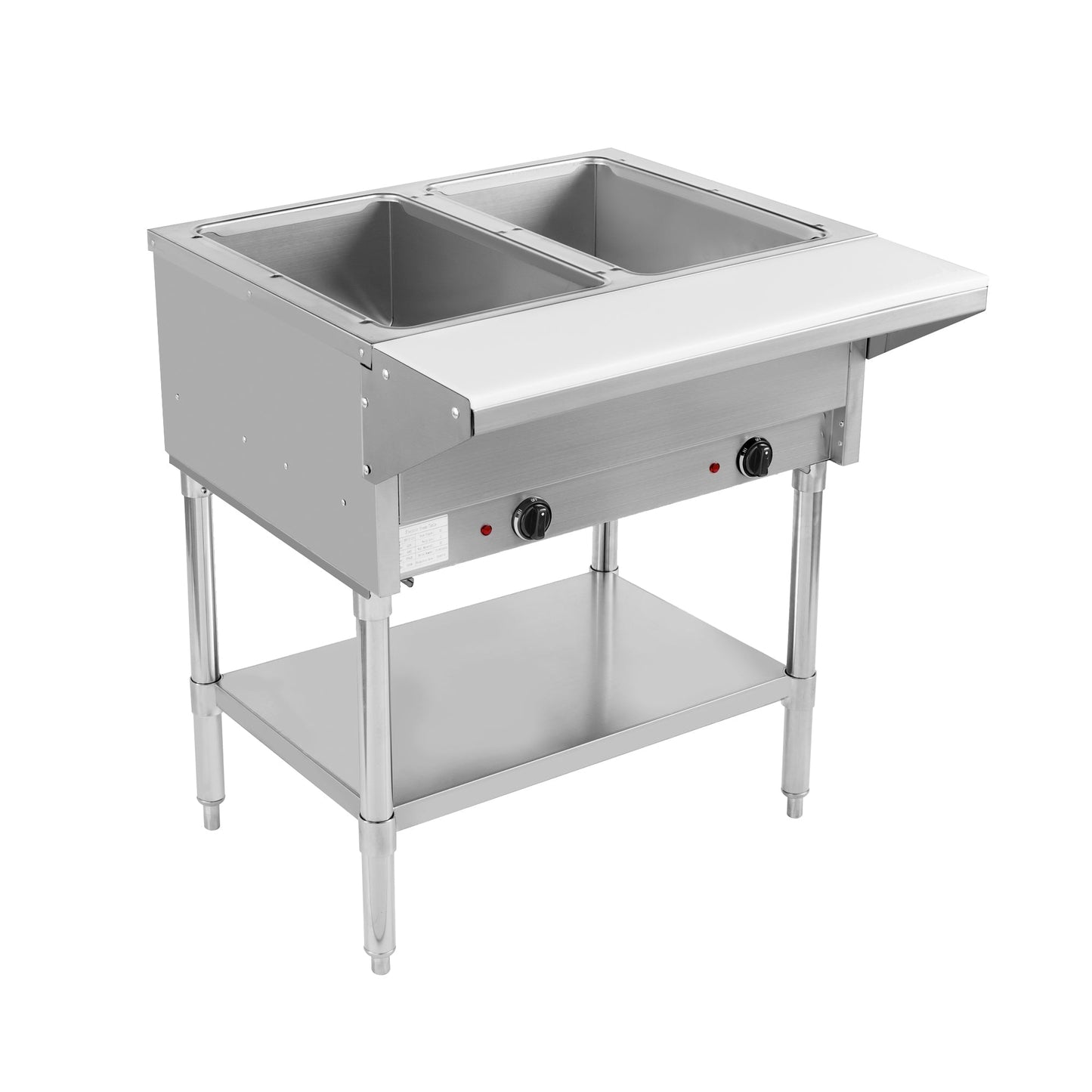 BevLes - BVST-2-240, BevLes 2 Well Electric Steam Table, 230V, in Silver - BVST-2-240