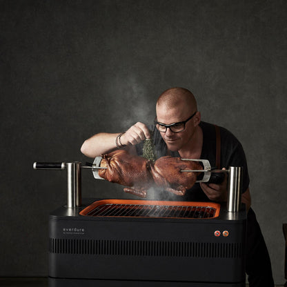 Everdure By Heston Blumenthal FUSION 29-Inch Charcoal Grill With Rotisserie & Electronic Ignition -  CE1BSUS