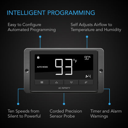 AC Infinity CLOUDWAY T12 | Whole House EC Fan w/ Temp and Humidity Controller | 1600 CFM AC-CRT12
