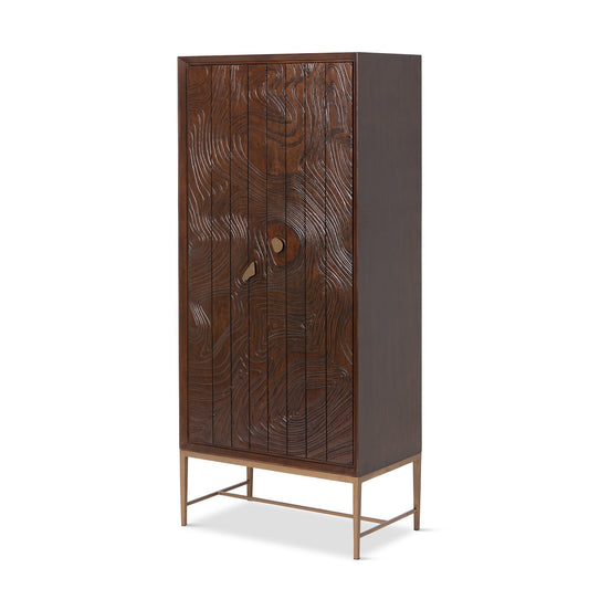 Park Hill Collection Addison Faux Bois Tall Cabinet - Elegant Walnut Beechwood Desi - EFC26060gn with Antique Brass Accents