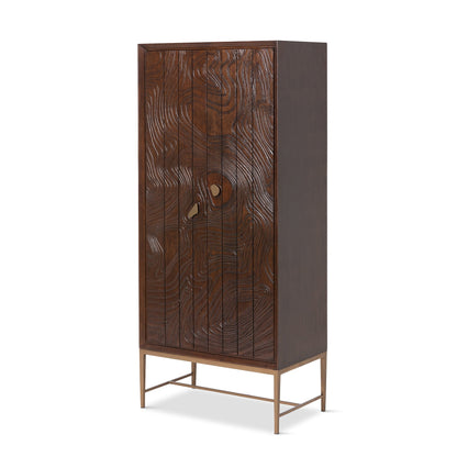 Park Hill Collection Addison Faux Bois Tall Cabinet - Elegant Walnut Beechwood Desi - EFC26060gn with Antique Brass Accents