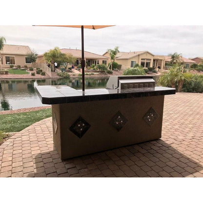 KoKoMo St. John 7'6" BBQ Island W High Bar on three sides and Lights 4 Burner BBQ Grill - St.John-H-bar