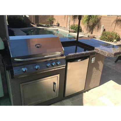 KoKoMo St. John 7'6" BBQ Island W High Bar on three sides and Lights 4 Burner BBQ Grill - St.John-H-bar
