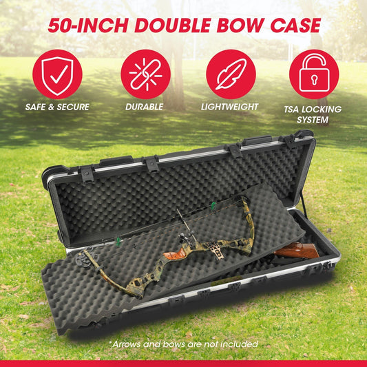 SKB Cases 2SKB-5014 Hard Exterior Waterproof ATA 50-Inch Double Bow Case, Black - 189871