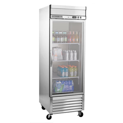 Maxx Cold Single Glass Door Reach-In Refrigerator, Bottom Mount, 27"W, 23 cu. ft. Storage Capacity, in Stainless Steel - MXSR-23GDHC
