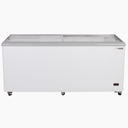 Maxx Cold Sliding Glass Top Mobile Ice Cream Display Freezer, 71"W, 16 cu. ft. (453L) Storage Capacity, Equipped with 5 Baskets, in White - MXF71F