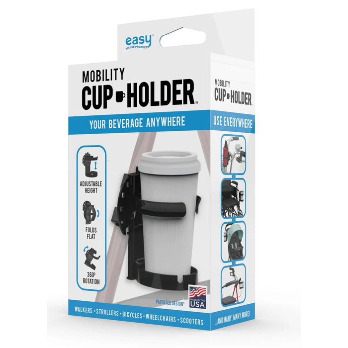 Foldable Cup Holder For Mobility Scooter, Wheelchair, Walker, Rollator, & Scooter