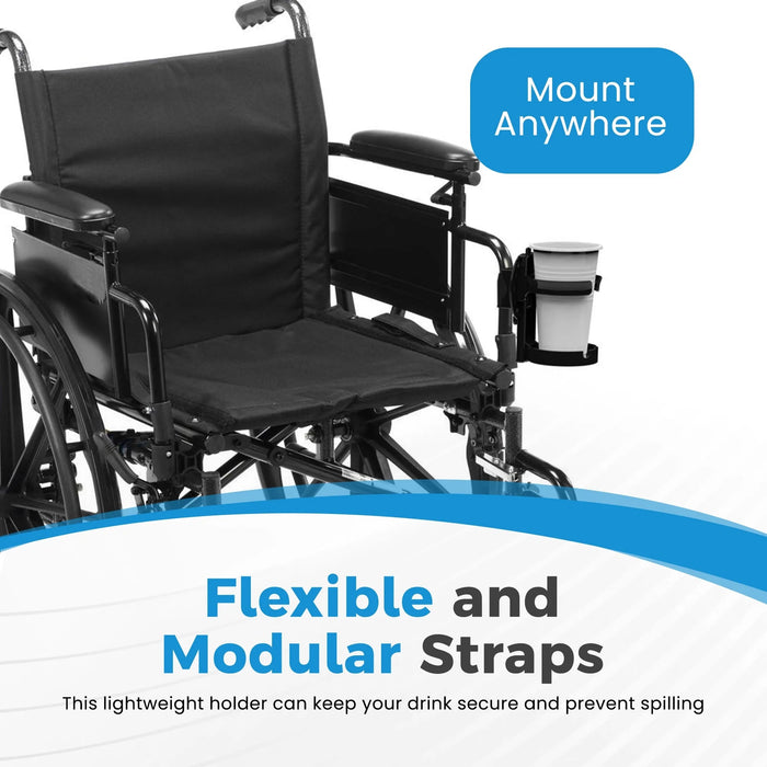 Foldable Cup Holder For Mobility Scooter, Wheelchair, Walker, Rollator, & Scooter