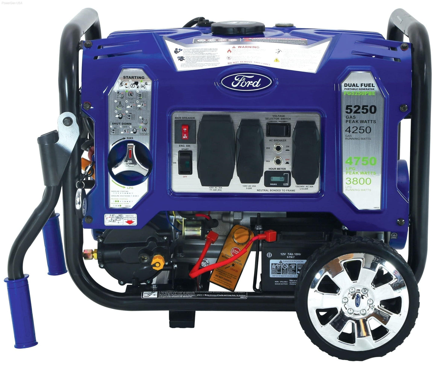 Ford-FG5250PBE  Dual Fuel Portable Generator with Switch & Go Technology - PowerGen USA - FG5250PBE