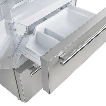 Forno Moena 36 Inch Built-in French Door Stainless Steel Refrigerator, 19.2 CU. FT. 40 Inch Wide with Modern Decorative Grill Kitchen and Ice Maker - FFRBI1820-40MG