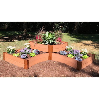 Frame It All | Tool-Free Teardrop Curved Corner Raised Garden Bed 2-Tier 8' X 8' X 16.5" - Classic Sienna - 1" Profile - 800003006