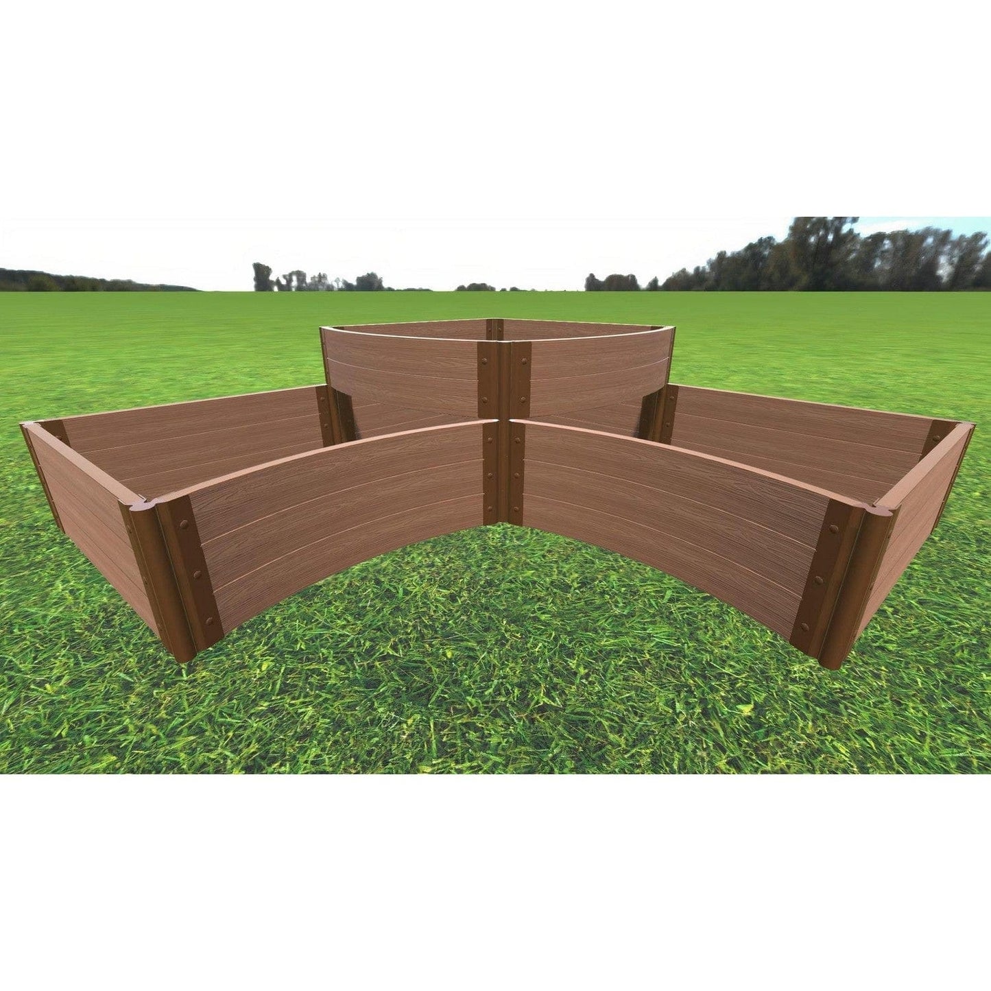 Frame It All | Tool-Free Teardrop Curved Corner Raised Garden Bed 2-Tier 8' X 8' X 16.5" - Classic Sienna - 2" Profile - 800003009
