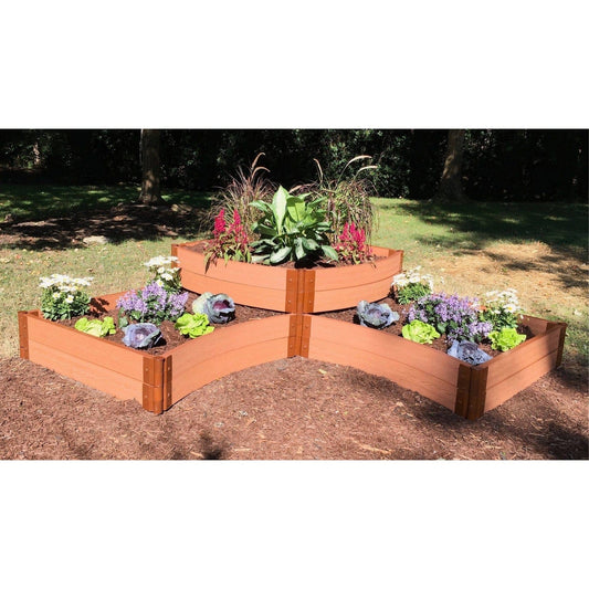 Frame It All | Tool-Free Teardrop Curved Corner Raised Garden Bed 2-Tier 8' X 8' X 22" - Classic Sienna - 2" Profile - 800004009