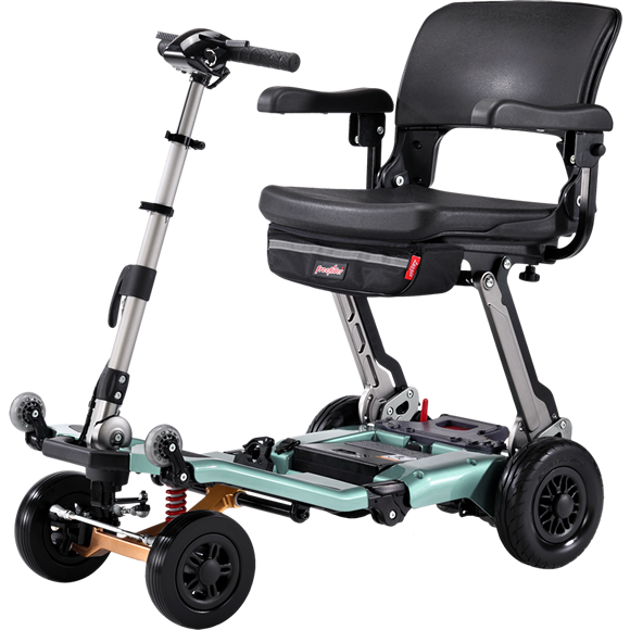 FreeRider Luggie Super Plus 4 Folding 4-Wheel Mobility Scooter Light Green / 10.5AH Lithium-Ion / 15 miles