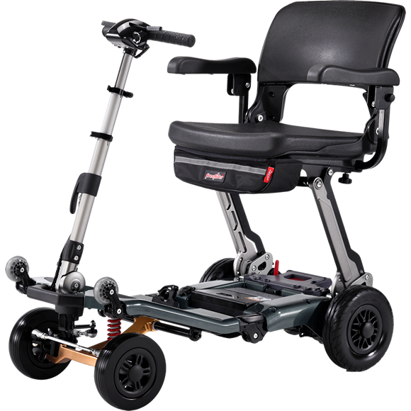 FreeRider Luggie Super Plus 4 Folding 4-Wheel Mobility Scooter Mineral Gray / 10.5AH Lithium-Ion / 15 miles