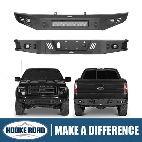 Hooke Road Full-Width Front Bumper & Rear Bumper Back Bumper(09-14 Ford F-150, Excluding Raptor)