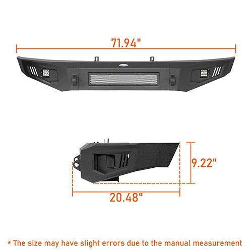 Hooke Road Full-Width Front Bumper & Rear Bumper Back Bumper(09-14 Ford F-150, Excluding Raptor)
