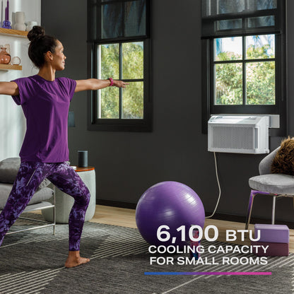 GE APPLIANCES AHTT06BC GE Profile ClearView™ 6,100 BTU Smart Ultra Quiet Window Air Conditioner for Small Rooms up to 250 sq. ft. White - AHTT06BC